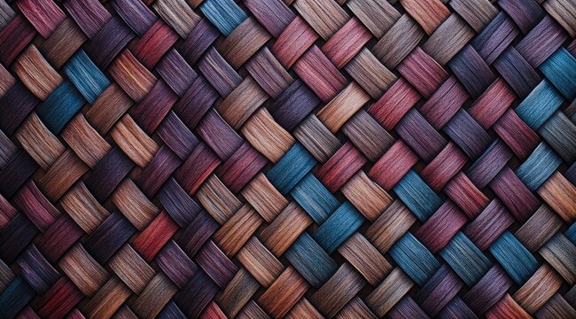 colorful woven plastic pattern texture, jewel tone background wallpaper