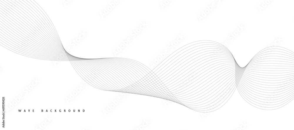 Wall mural Abstract vector background with grey wavy lines - Wall murals
