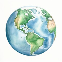 Watercolor illustration of a planet Earth isolated on white background. AI generative