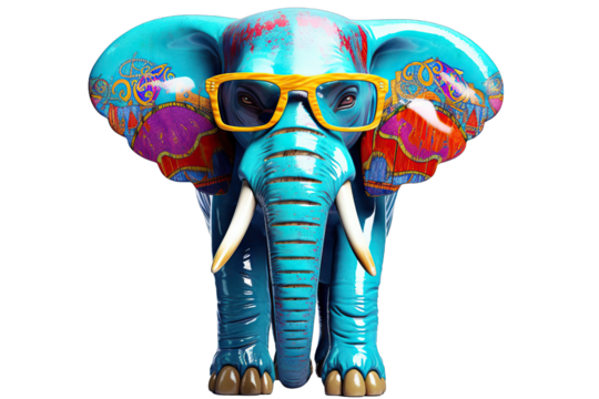 graphic goggles  funny fashion face drawing design cute colourful bright blob beautiful background art animal ai abstract Cartoon colorful elephant sunglasses white background Created