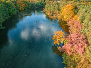 River Brda at autumn near Bydgoszcz, Poland - obrazy, fototapety, plakaty