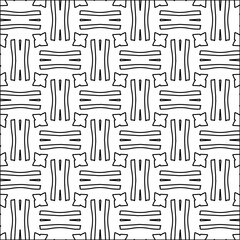 Fototapeta premium Figures from lines.Black pattern on white wallpaper for web page, textures, card, poster, fabric, textile. Abstract background.Repeating background image.White texture. Lines form shapes.