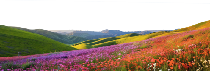 Wildflower meadow: Lush hills adorned with vivid blossoms, cut out