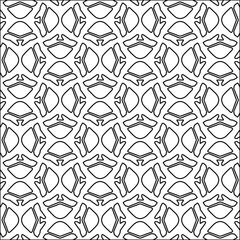 Figures from lines.Black pattern on white wallpaper for web page, textures, card, poster, fabric, textile. Abstract background.Repeating background image.White texture. Lines form shapes.
