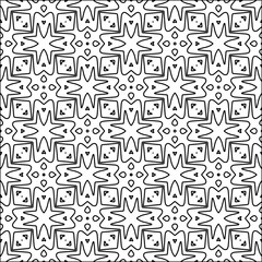 Figures from lines.Black pattern on white wallpaper for web page, textures, card, poster, fabric, textile. Abstract background.Repeating background image.White texture. Lines form shapes.
