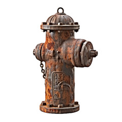 a rusty Fire Hydrant, side view in a PNG, Firefighter-themed, isolated, and transparent photorealistic illustration. Generative ai 