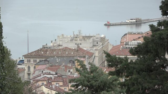 Panoramic view of the city of Trieste, Italy, video s-log