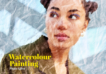 Watercolour Painting Photo Effect Mockup