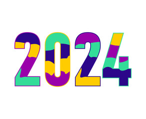 2024 Happy New Year Abstract Multicolor Graphic Design Vector Logo Symbol Illustration