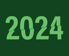 2024 Happy New Year Abstract Green Graphic Design Holiday Vector Logo Symbol Illustration