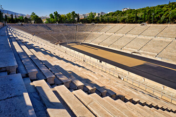 Athens Greece. The Panathenaic Stadium, site of the first modern Olympic games in 1896, now hosting...
