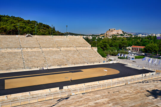 Athens Greece.The Panathenaic Stadium, site of the first modern Olympic games in 1896, now hosting ceremonial events & live music concerts.