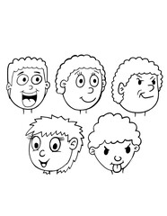 Cartoon Heads and Faces Vector Illustration Art Set