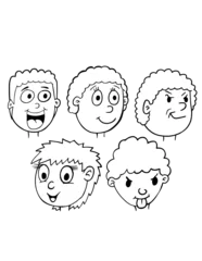 Fotobehang Cartoon Heads and Faces Vector Illustration Art Set © Blue Foliage