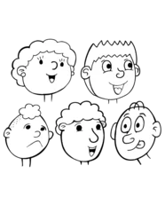 Abwaschbare Fototapete Cartoon Heads and Faces Vector Illustration Art Set © Blue Foliage