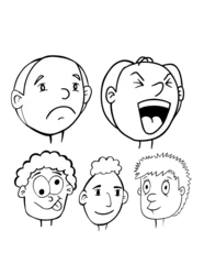Cercles muraux Dessin animé Cartoon Heads and Faces Vector Illustration Art Set