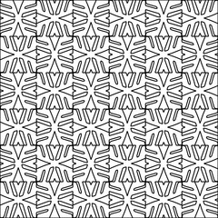 Figures from lines.Black pattern on white wallpaper for web page, textures, card, poster, fabric, textile. Abstract background.Repeating background image.White texture. Lines form shapes.