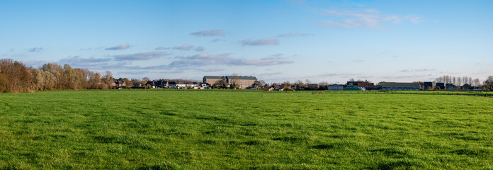 Extra large nature landscape with autumn trees and meadows around Kapelle op den Bos, Brabant , Belgium