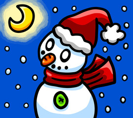 Stylized Adorable Happy Christmas Snowman Card