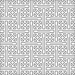 Figures from lines.Black pattern on white wallpaper for web page, textures, card, poster, fabric, textile. Abstract background.Repeating background image.White texture. Lines form shapes.