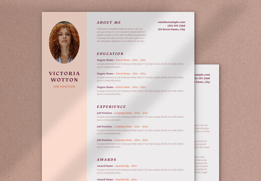 Resume and Cover Letter Set with Peach Accents
