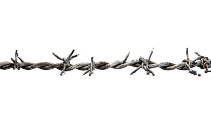 Barbed wire, side view, in a PNG, in a Ranch-themed, isolated, and transparent photorealistic illustration. Generative ai