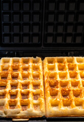Close up of fresh home made Brussels Waffles, Belgium