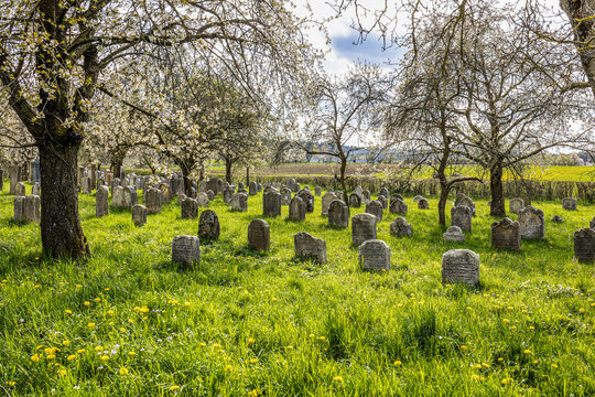 An old jewish cemetery at Hagenbach, Pretzfeld in Franconian Switzerland, Bavaria, Germany.
