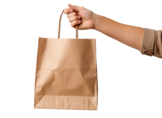 main qui tient un sac en papier comme pour une livraison de repas à domicile