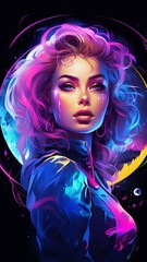 Face of the moon devil avatar girl AI Generated image