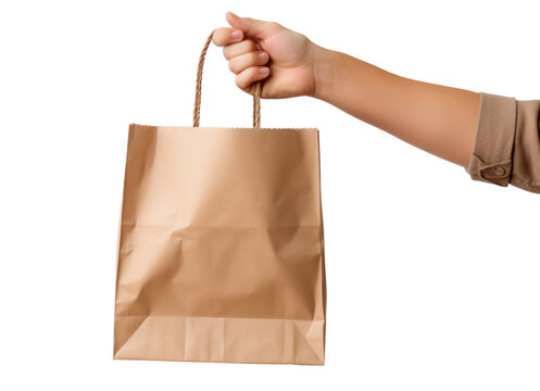 main qui tient un sac en papier comme pour une livraison de repas &agrave; domicile