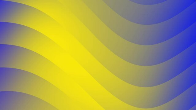 Wavy wide animated lines are colored in a gradient. Screensaver with a yellow-blue gradient. Waves move upwards. Digital, simple, and clear. Flag of Ukraine. Background for text in 4K, 60 fps.
