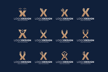 Collection of initial letter X building logo designs.