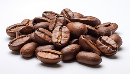 coffee beans close up on isolated background.