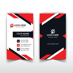 Modern And Simple Vertical Business Card Design.  template. clean, creative, style, flat, corporate, company. red and blue colors. Clean flat design. Vector illustration