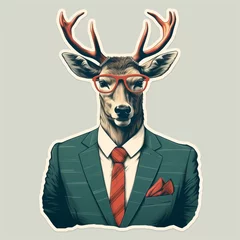 Gordijnen a deer in a suit and tie © Aliaksandr Siamko