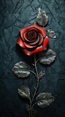 Iron Roses Background Texture with Empty Copy Space for Text - Metallic Rose Flower Backdrop - Iron Metal Rose Flower Wallpaper created with Generative AI Technology