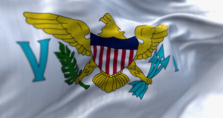 Close-up of United States Virgin Islands flag waving