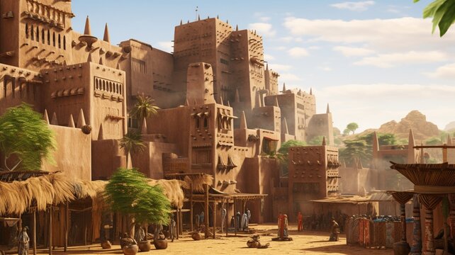 Generative AI Djenne sahelian architecture influences cityscape pictures