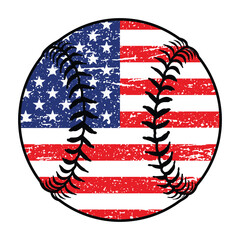 Baseball  With American Flag Design