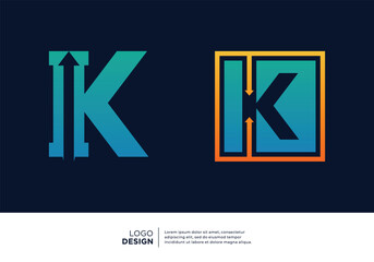 Set of letter K Financial Chart Logo Design.