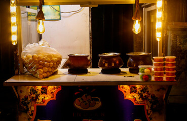 Indian Street Food Panipuri Stall on Street.