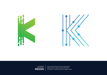 Initial letter K smart logo design. Artificial Intelligence concept.