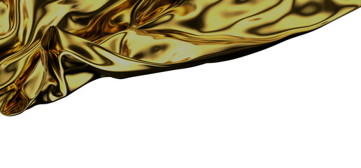 Abstract background of gold wavy silk or satin. 3d