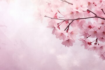 Spring banner, Pink sakura flowers, cherry blossom, dreamy romantic image spring, landscape panorama, copy space. branches of blossoming cherry against background of Thunder Sky