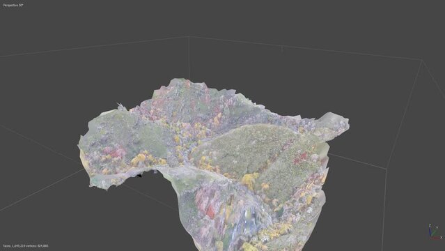 3D model generated from photos taken with a drone over a mountain to be able to take contour lines.