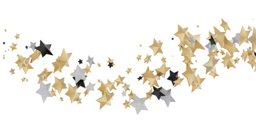 XMAS Stars - A gray whirlwind of golden snowflakes and stars. New