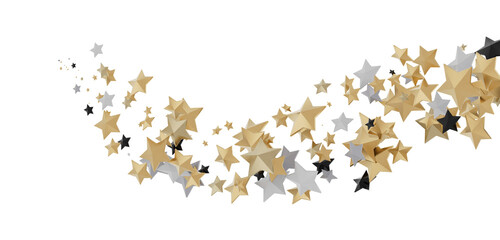 XMAS Stars - A gray whirlwind of golden snowflakes and stars. New