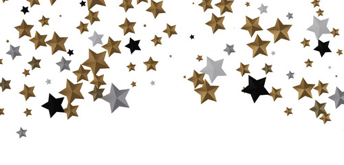 XMAS Stars - A gray whirlwind of golden snowflakes and stars. New