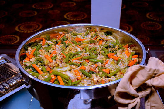 Chopsuey dish on stain less plate